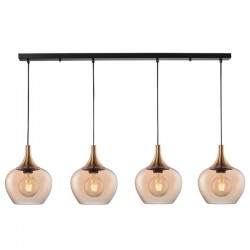 Berkley - Black & Bronze 4 Light over Island Fitting with Amber Glass Berkley - Black & Bronze 4 Light over Island Fitting with Amber Glass