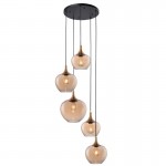 Berkley - Black & Bronze 5 Light Cluster Pendant with Amber Glass Berkley - Black & Bronze 5 Light Cluster Pendant with Amber Glass