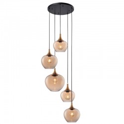 Berkley - Black & Bronze 5 Light Cluster Pendant with Amber Glass Berkley - Black & Bronze 5 Light Cluster Pendant with Amber Glass