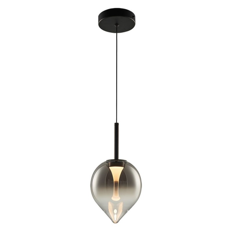 Cork Lighting-PF2576/1SMK - Vetro - Black LED Pendant with Smoked Glass