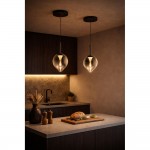 Vetro - Black LED Pendant with Smoked Glass