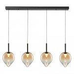 Vetro - Black 4 Light LED over Island Fitting with Amber Glass