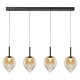 Cork Lighting-PF2576/4AMB - Vetro - Black 4 Light LED over Island Fitting with Amber Glass