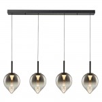 Vetro - Black 4 Light LED over Island Fitting with Smoked Glass