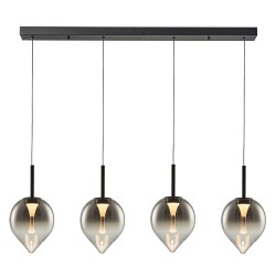 Vetro - Black 4 Light LED over Island Fitting with Smoked Glass
