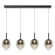 Cork Lighting-PF2576/4SMK - Vetro - Black 4 Light LED over Island Fitting with Smoked Glass