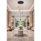 Cork Lighting-PF2576/6AMB - Vetro - Black 6 Light LED Cluster Pendant with Amber Glass