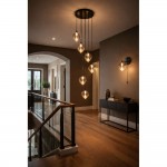 Vetro - Black 6 Light LED Cluster Pendant with Smoked Glass