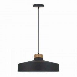 Matera - Dark Grey & Wood Pendant