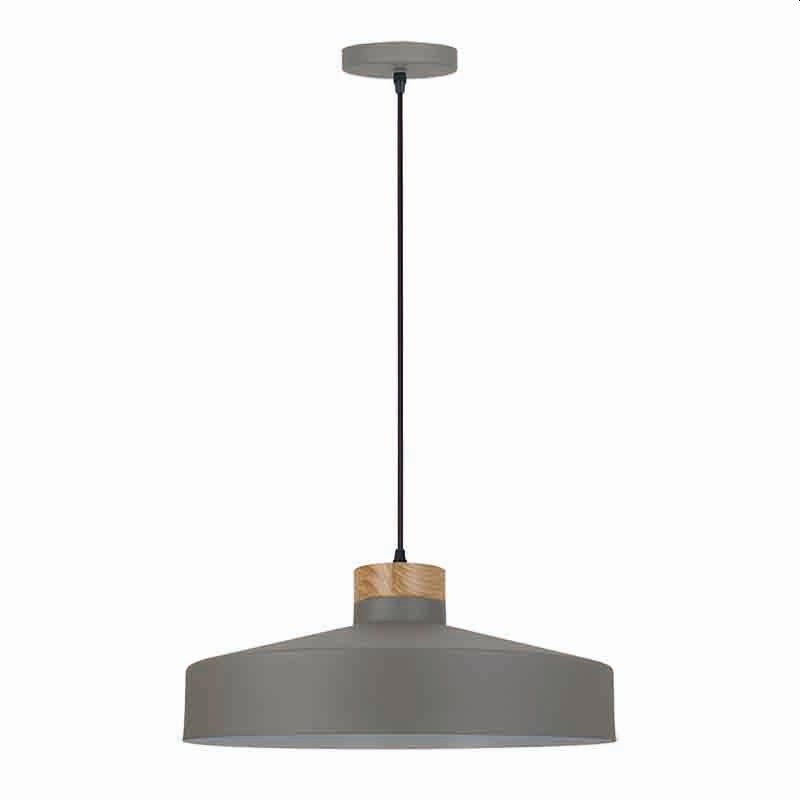 Cork Lighting-PF3181M/GRY-L - Matera - Light Grey & Wood Pendant