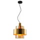 Cork Lighting-PF4202/1LAM - Mela - Black & Matt Brass Pendant with Amber Glass