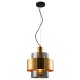 Cork Lighting-PF4202/1LSM - Mela - Black & Matt Brass Pendant with Smoked Glass