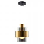 Mela - Black & Matt Brass Pendant with Smoked Glass Mela - Black & Matt Brass Pendant with Smoked Glass