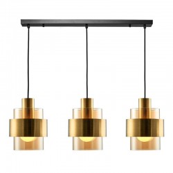 Mela - Black & Matt Brass 3 Light over Island Fitting with Amber Glass Mela - Black & Matt Brass 3 Light over Island Fitting with Amber Glass