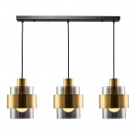 Mela - Black & Matt Brass 3 Light over Island Fitting with Smoked Glass Mela - Black & Matt Brass 3 Light over Island Fitting with Smoked Glass