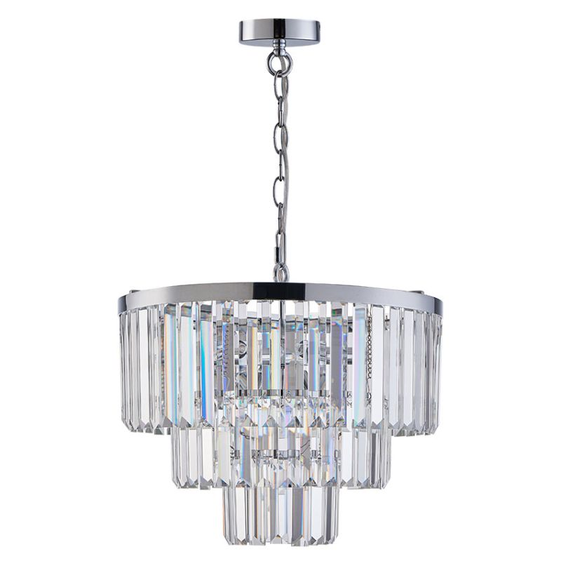 Cork Lighting-PF4560/7CR - Lazio - Chrome 7 Light Chandelier with Crystal