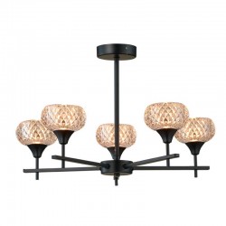Alpine - Matt Black 5 Light Semi Flush with Textured Glass Alpine - Matt Black 5 Light Semi Flush with Textured Glass