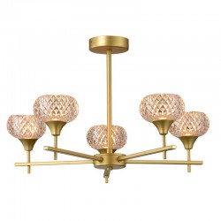 Alpine - Satin Brass 5 Light Semi Flush with Textured Glass Alpine - Satin Brass 5 Light Semi Flush with Textured Glass