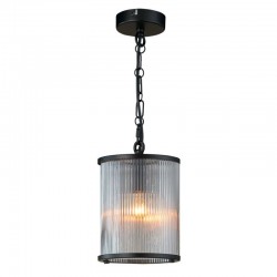 Carter - Matt Black Pendant with Ribbed Glass Carter - Matt Black Pendant with Ribbed Glass