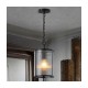 Cork Lighting-PF5018/1LBL - Carter - Matt Black Pendant with Ribbed Glass