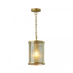 Carter - Painted Gold Pendant with Ribbed Glass