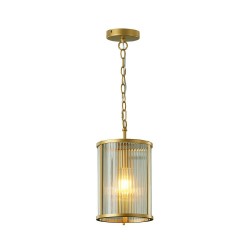 Carter - Painted Gold Pendant with Ribbed Glass
