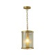 Cork Lighting-PF5018/1LGLD - Carter - Painted Gold Pendant with Ribbed Glass