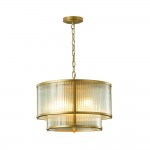 Carter - Painted Gold 4 Light Centre Fitting with Ribbed Glass