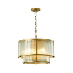 Carter - Painted Gold 4 Light Centre Fitting with Ribbed Glass