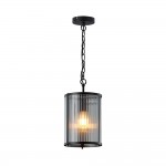 Carter - Matt Black Pendant with Ribbed Glass