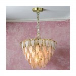 Amberosia - Brass 5 Light Centre Fitting with Amber & Frosted Glass