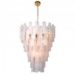 Cascade - Satin Brass 12 Light Chandelier with Slate Glass Style