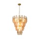 Cork Lighting-PF5270/13BRN - Cascade - Satin Brass 13 Light Chandelier with Brown Glass Style