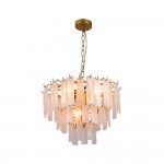 Cascade - Satin Brass 6 Light Chandelier with Slate Glass Style