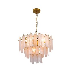Cascade - Satin Brass 6 Light Chandelier with Slate Glass Style