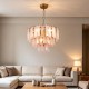 Cork Lighting-PF5270-6GLD - Cascade - Satin Brass 6 Light Chandelier with Slate Glass Style