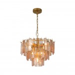 Cascade - Satin Brass 7 Light Chandelier with Brown Glass Style