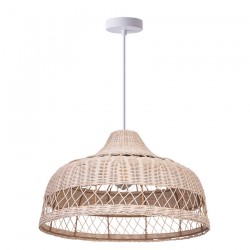 Harvest - White Pendant with Natural Rattan Shade
