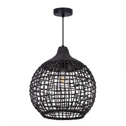 Harvest - Black Pendant with Black Rattan Shade