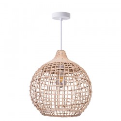 Harvest - White Pendant with Natural Rattan Shade