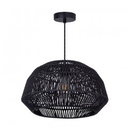 Harvest - Black Pendant with Black Braided Paper Shade
