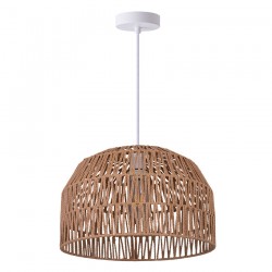 Harvest - White Pendant with Braided Paper Shade