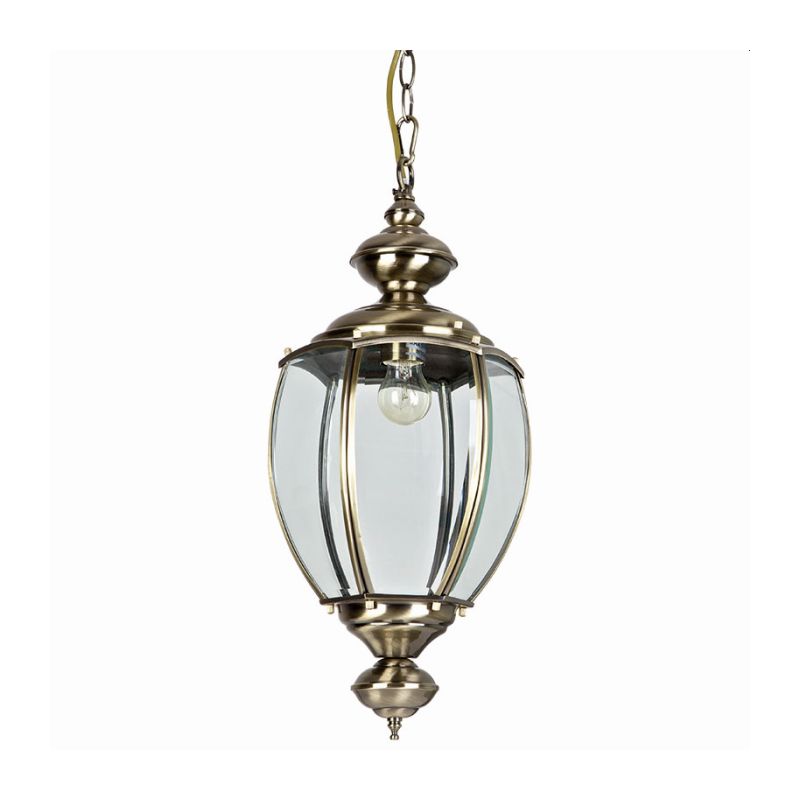 Cork Lighting-PF70097/1LAB - Lanterns - Antique Brass Lantern Pendant with Glass