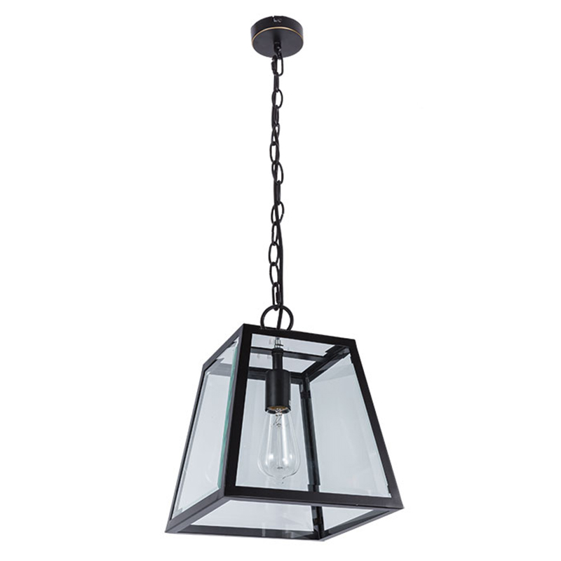 Cork Lighting-PF7410L/BL - Antella - Clear Glass & Black Single Lantern Pendant