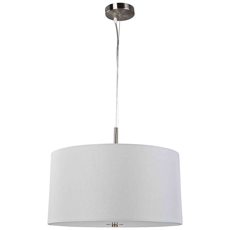 Cork Lighting-PF7556/GREY - Rouen - Satin Silver Pendant with White Diffuser & Grey Shade