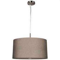 Rouen - Satin Silver Pendant with White Diffuser & Taupe Shade Rouen - Satin Silver Pendant with White Diffuser & Taupe Shade