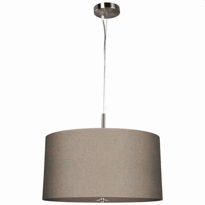 Cork Lighting-PF7556/TAUPE - Rouen - Satin Silver Pendant with White Diffuser & Taupe Shade