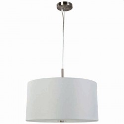 Rouen - Satin Silver Pendant with White Diffuser & White Shade Rouen - Satin Silver Pendant with White Diffuser & White Shade