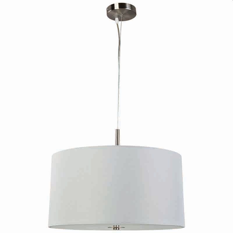 Cork Lighting-PF7556/WH - Rouen - Satin Silver Pendant with White Diffuser & White Shade