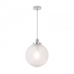 Silvia - Chrome Pendant with Clear Textured Glass